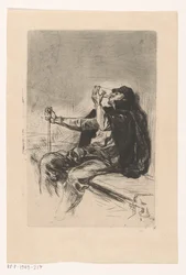 Uomo che beve con bastone da passeggio