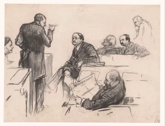 Membri del parlamento mr. H.C. Verniers van der Loeff, mr. A.J.W. Farncombe Sanders, mr. G.M. van der Linden, J. Willink e Jhr. mr. Ruys van Beerenbroek