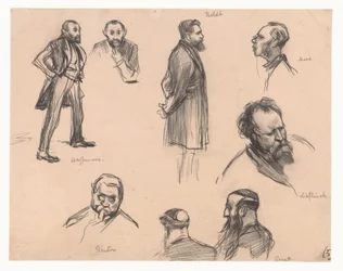 Ritratti dei membri del parlamento J.H.L. Haffmans, B.H. Heldt, R.P. Mees, Generale A.E. Reuter, capitano H. Seret e F. Lieftinck
