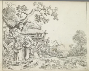 Paesaggio con contadino e contadina