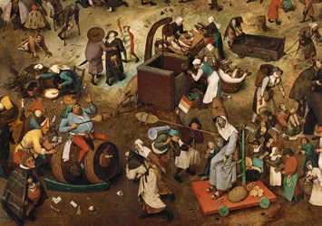 Lotta tra Carnevale e Quaresima (dipinto su legno di quercia)