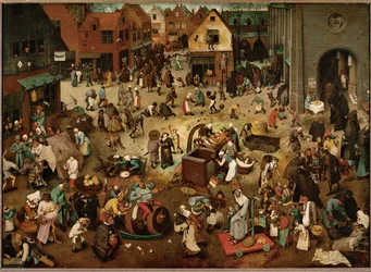 Lotta tra Carnevale e Quaresima (dipinto su legno di quercia)