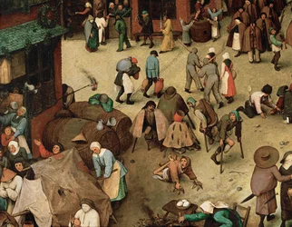 Lotta tra Carnevale e Quaresima (dipinto su legno di quercia)