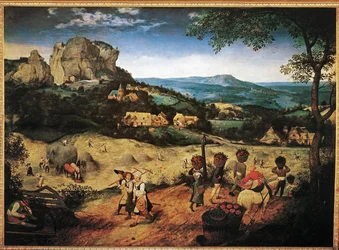 Il raccolto di fieno dalla serie di sei dipinti Le stagioni (olio su legno di quercia)