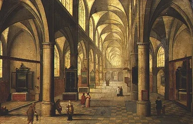 Interno della cattedrale con figure