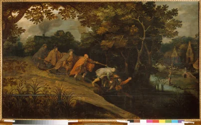 Il cieco che guida i ciechi. Dipinto di Pieter Bruegel, detto il Giovane (o Pierre Breugel o Peter Brueghel o Breughel) (ca. 1564-1638). Arte primitiva fiamminga