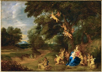 Santa Maria con Gesù bambino, San Giovanni Battista e angeli (dipinto su legno di quercia)