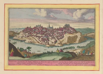 Veduta della città di Toledo. Toledo sul Tago in Castiglia, un tempo la corte dei Goti e dei Mori, che adornarono questa città con molti edifici principali (titolo sull
