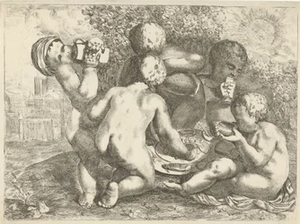 Baccanale con cinque putti