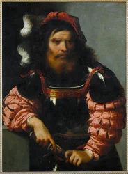 Guerriero in armatura che sfodera la spada (dipinto su tela)