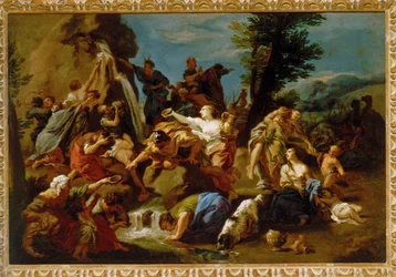 Mosè che colpisce la roccia nel deserto,
seconda metà del XVII secolo (olio su tela)