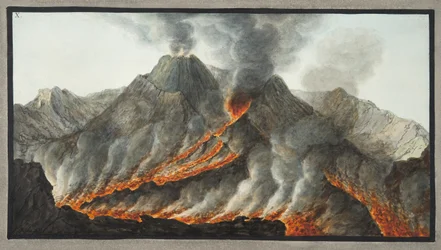 Cratere del Vesuvio da un disegno originale eseguito sul posto nel 1756, tavola 10 da 