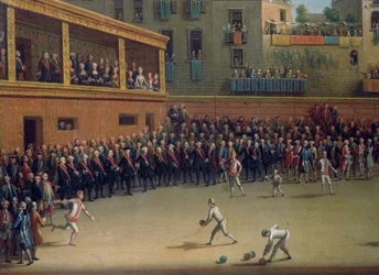 Il gioco della pallamano, di Pietro Fabris (attivo 1768-1778), dettaglio, Italia