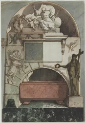 Progetto per un Affresco della Tomba di un Artista nella Certosa di Bologna (recto)