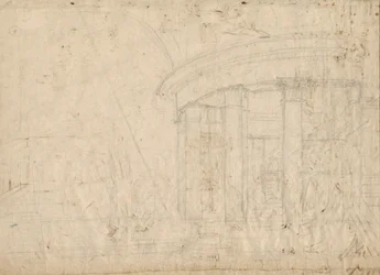 Fantasia architettonica su un tempio rotondo chiuso da un ambulacro (verso), 1792 circa (grafite)