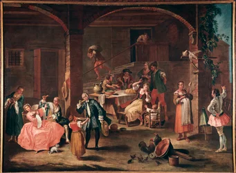 La merenda in campagna Dipinto di Pietro Longhi (1702-1785) circa 1750. Dim 96x131 cm Venezia, Ca