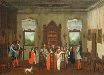Pranzo alla villa, dalla scuola di Pietro Longhi