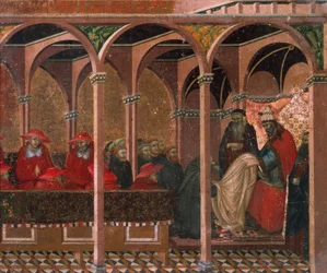 Onorio III approva la regola carmelitana, dettaglio dalla predella dell