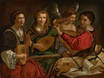 Suonatori di liuto e un angelo