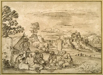 Paesaggio con zingari accampati