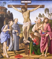 Crocifissione con santo e il beato Giovanni Colombini