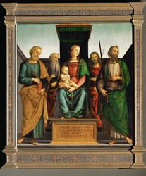 Madonna con i santi Pietro, Giovanni Evangelista, Giovanni Battista e Paolo (olio su tavola di pioppo)