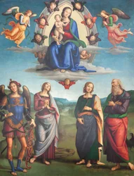 Vergine con bambino in gloria con santi