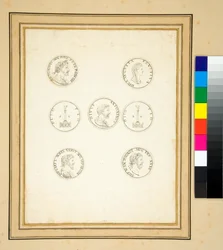 Monete che mostrano la colonna di Antonino Pio
