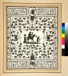 Copia di un pavimento a mosaico, nero su bianco, Pavimento di Bacco del Palazzo di Augusto