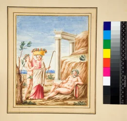 Uomo sdraiato, donna e giovane