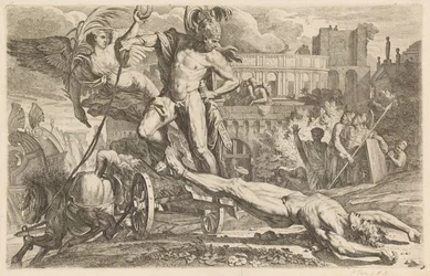 Achille trascina il corpo di Ettore attorno alle mura di Troia