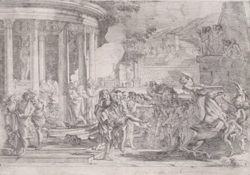 Sinorix portato dal tempio di Artemide cercando di sfuggire agli effetti del veleno