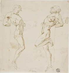 Studi per Ladri sulla croce (recto), schizzo di figure (verso)
