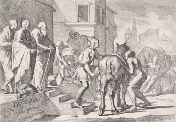 La partenza del figliol prodigo, mostrato mentre sta per montare a cavallo, da una serie di quattro..., ca. 1645