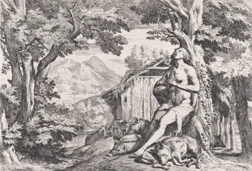 Il figliol prodigo tra i porci, da una serie di quattro stampe