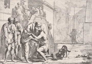 Il ritorno del figliol prodigo, il padre abbraccia il figlio, da una serie