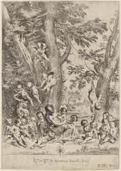 Giovane donna, circondata da Cupidi (Il giardino della carità, versione verticale)