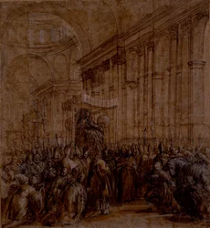 Urbano VIII portato lungo la navata di San Pietro