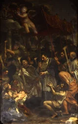 San Carlo che porta il Sacro Chiodo in Processione durante la Peste