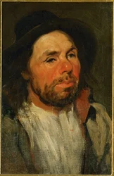 Contadino con cappello (olio su tela)