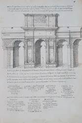 Arco di Claudio a Roma, disegno, da Antichità Romane, di Pirro Ligorio (1513-1583)
