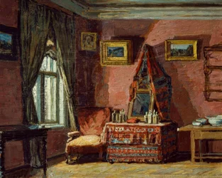 La camera da letto nella casa del compositore Pëtr I. Čajkovskij
