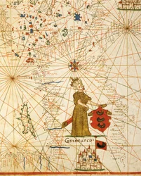 Impero ottomano, da atlante portolano composto da sei carte, di Placido Caloiro e Francesco Oliva, pergamena. 1646