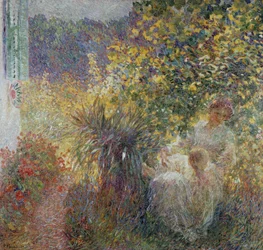 Madre e figlio in giardino