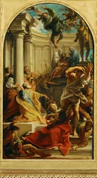 La caduta del mago Simon Magus (dipinto su tela)