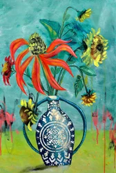 Fiori in un vaso colorato