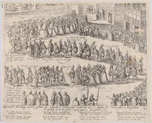 Processione nuziale per il matrimonio di Elisabetta Stuart, figlia di Giacomo I
