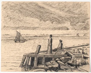 Il molo di Dyrnæs. Tempo grigio
