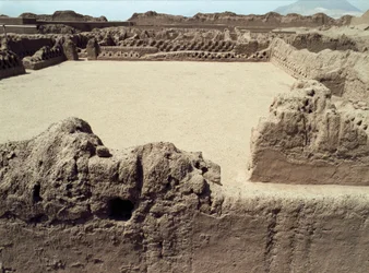 Cultura Chimu: veduta della città precolombiana di Chanchan, 850-1470 d.C.
