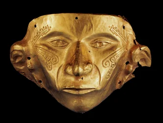 Maschera precolombiana dal Parco Archeologico di Tierradentro, Alto de San Andres in Colombia